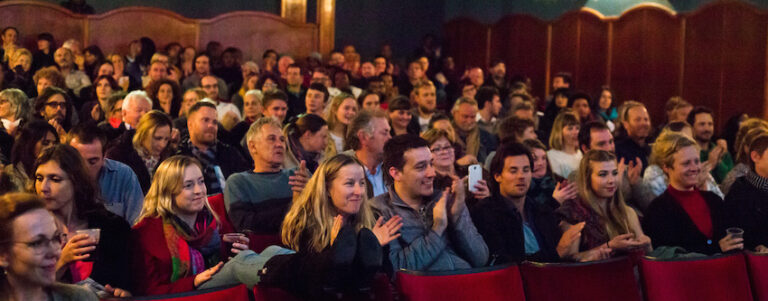 Audience enjoying a Q & A after a screening of The Shore Break at Encounters.