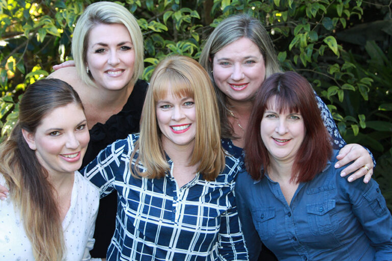 Back, Keri Curtin from The Firm Hillcrest and Michelle Seppings from Debbie Cameron Physiotherapy, in front, Amanda Schamrel, Debbie Cameron and Lynne Fairclough from Debbie Cameron Physiotherapy are ready to be inspired on Saturday, 13 August at an awareness event in support of Talk Sign.