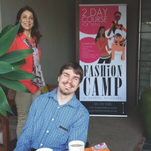 Mark giving motivational talk at kids fashion holiday camp