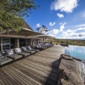 The pool deck at Nambiti Private Game Reserve.