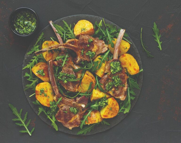 Grilled Lamb with ChocMint Sauce